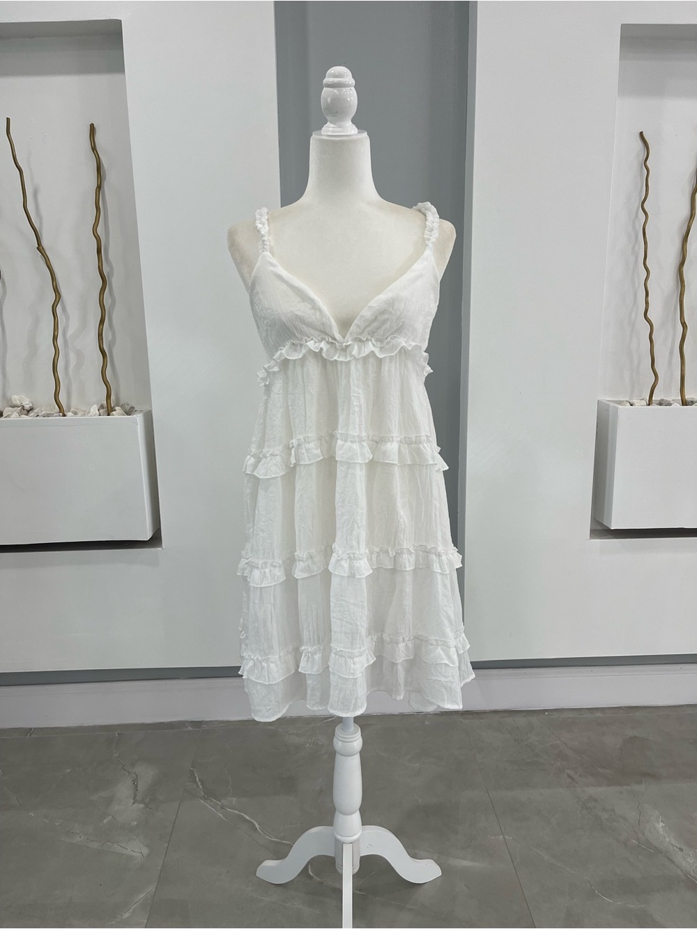 Altar'd State White Tiered Ruffle Dress